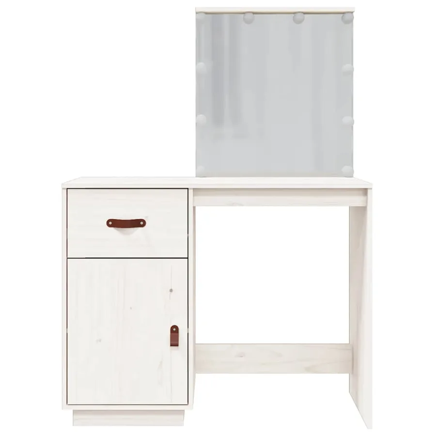 Coiffeuse avec LED Blanc 95x50x133,5 cm Bois de pin massif - 6