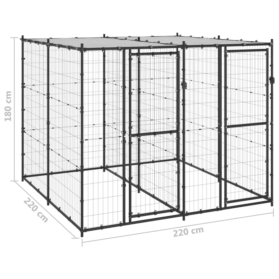Chenil extérieur Acier avec toit 4,84 m² - 6