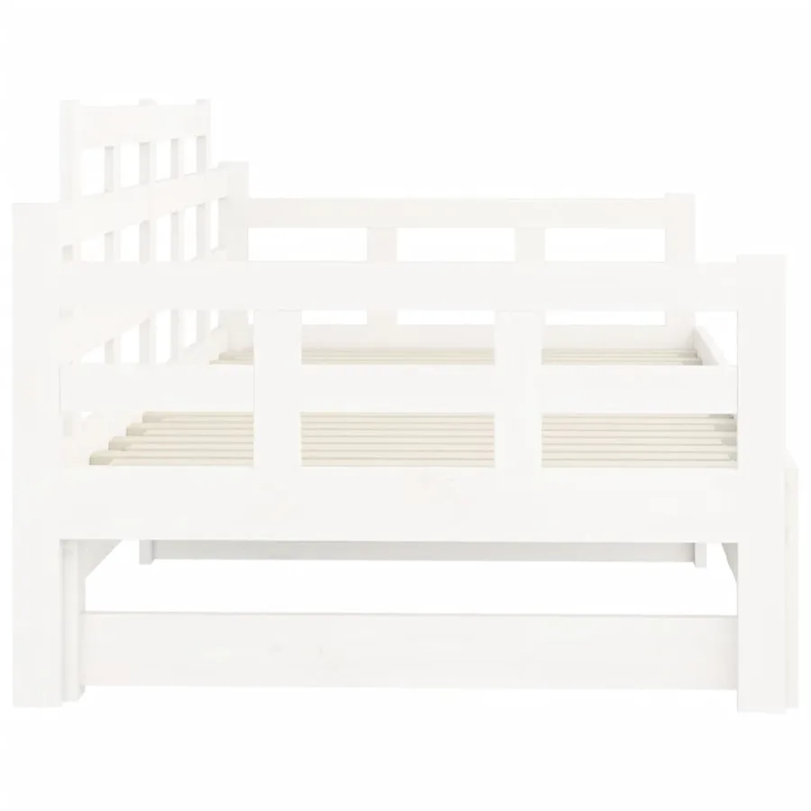 Lit coulissant sans matelas blanc bois de pin solide - 11