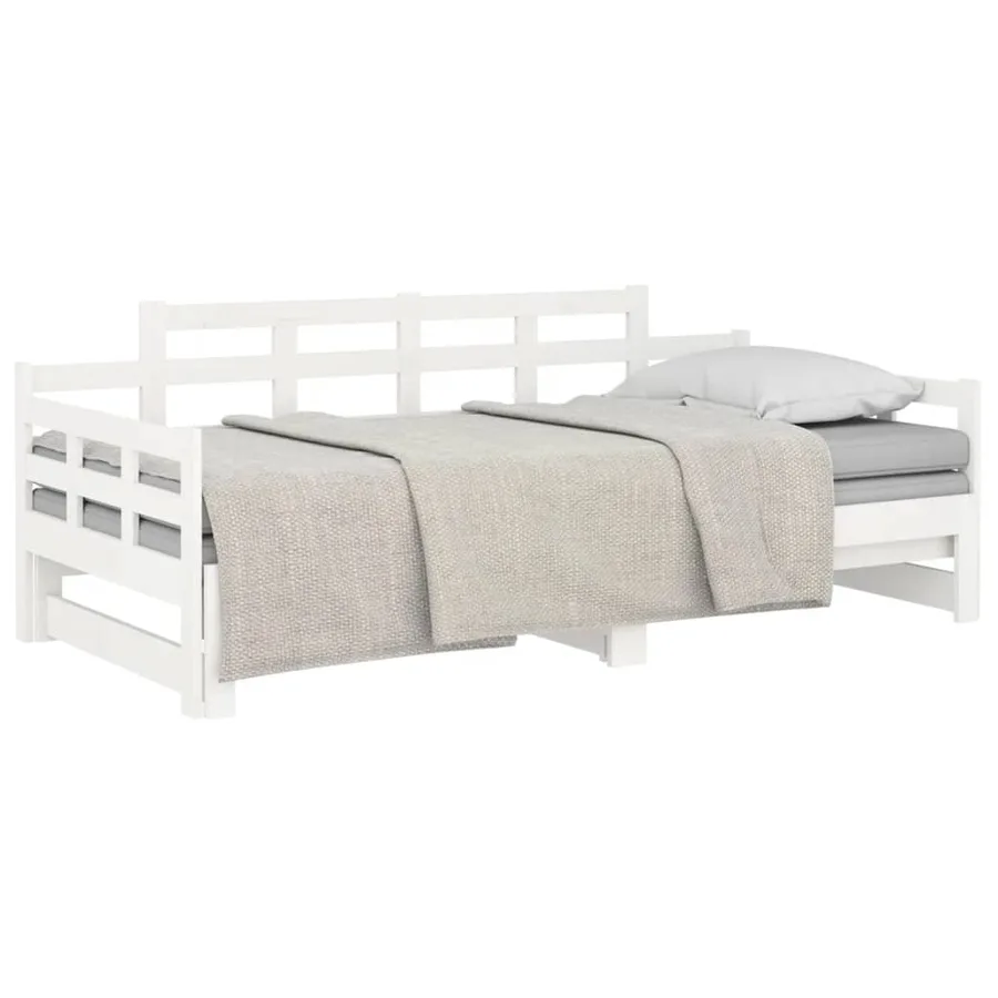 Lit coulissant sans matelas blanc bois de pin solide - 3