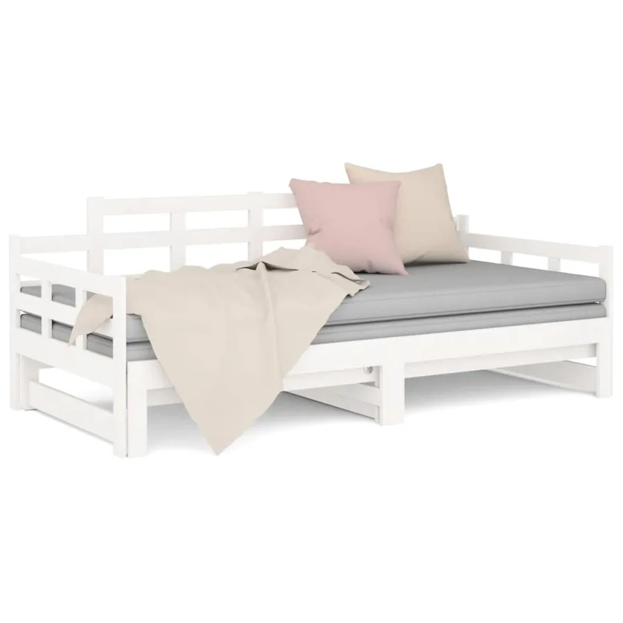 Lit coulissant sans matelas blanc bois de pin solide - 5