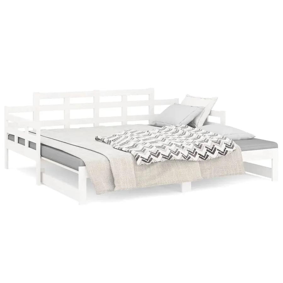 Lit coulissant sans matelas blanc bois de pin solide - 7