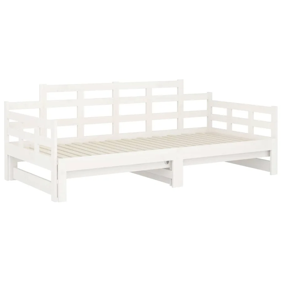 Lit coulissant sans matelas blanc bois de pin solide - 8