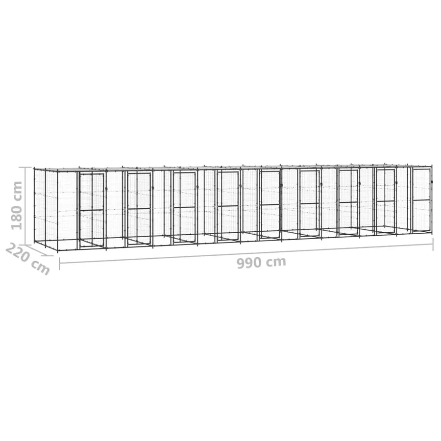 Chenil extérieur Acier avec toit 21,78 m² - 6