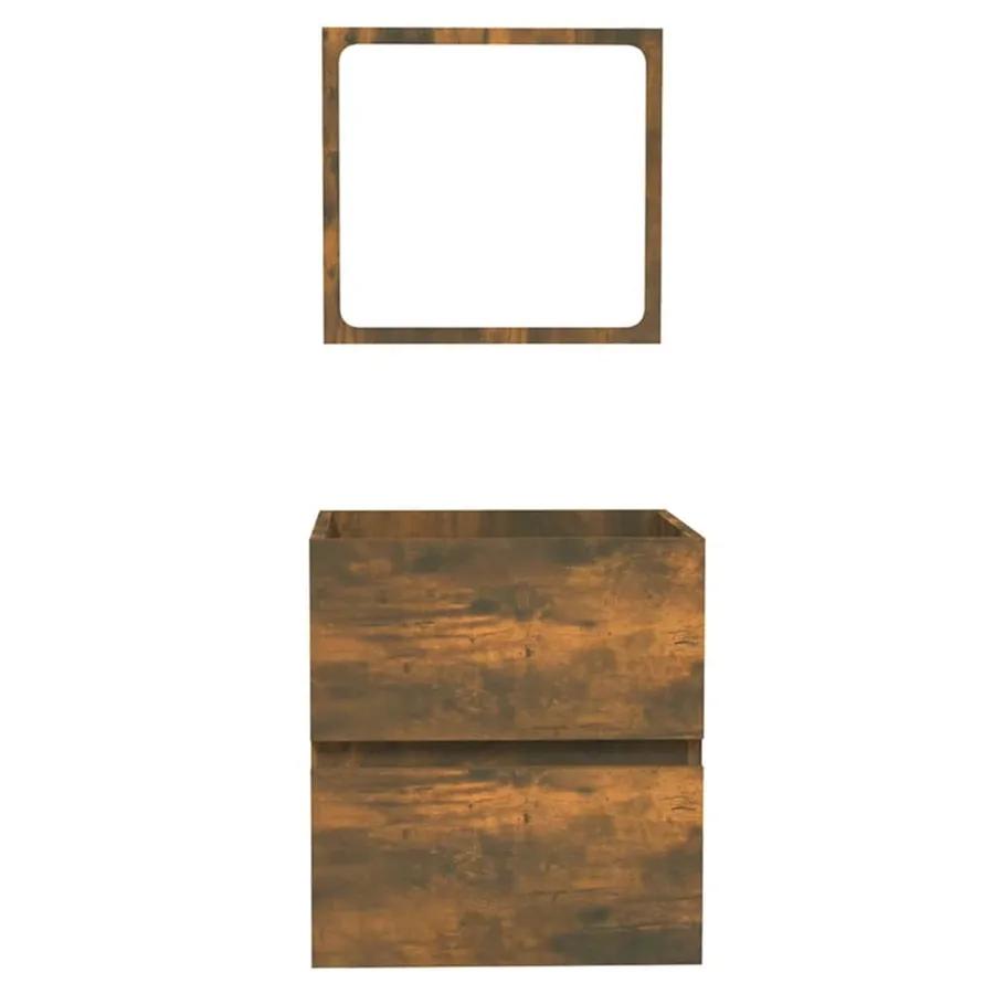 Armoire de bain avec miroir Chêne fumé Bois d'ingénierie - 5