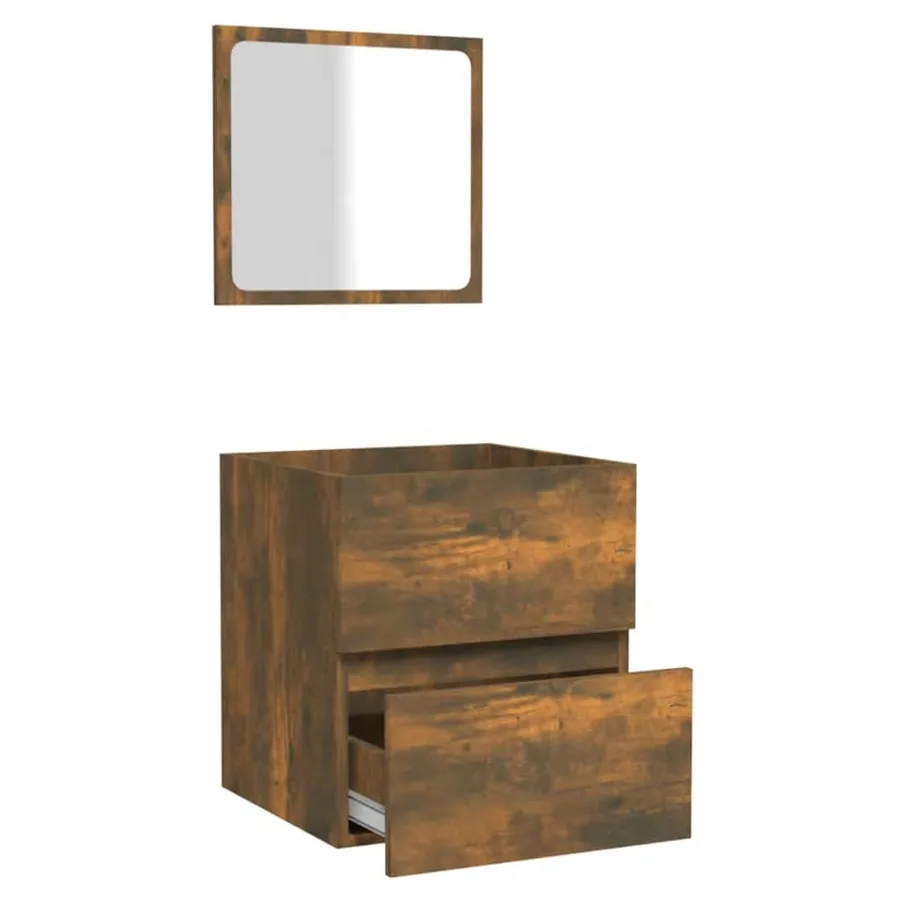 Armoire de bain avec miroir Chêne fumé Bois d'ingénierie - 6
