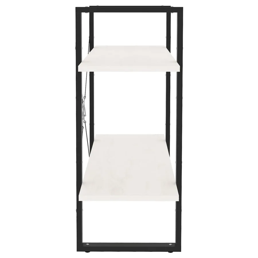 Bibliothèque à 2 niveaux Blanc 80x30x70 cm Bois de pin massif - 6