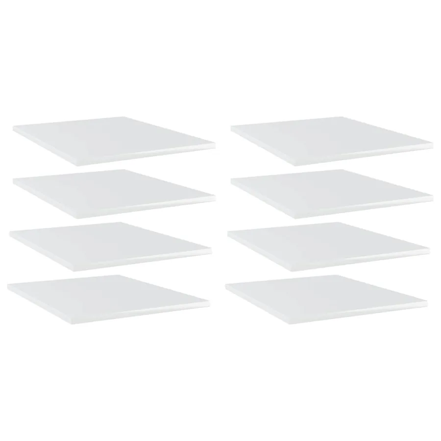 Panneaux de bibliothèque 8 pcs blanc brillant bois d’ingénierie