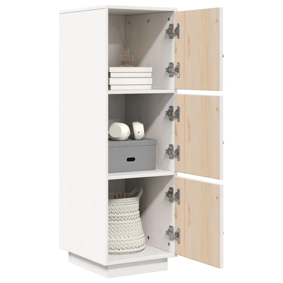 Buffet haut Blanc 34x40x108,5 cm Bois massif de pin - 4