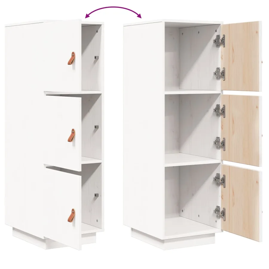 Buffet haut Blanc 34x40x108,5 cm Bois massif de pin - 9