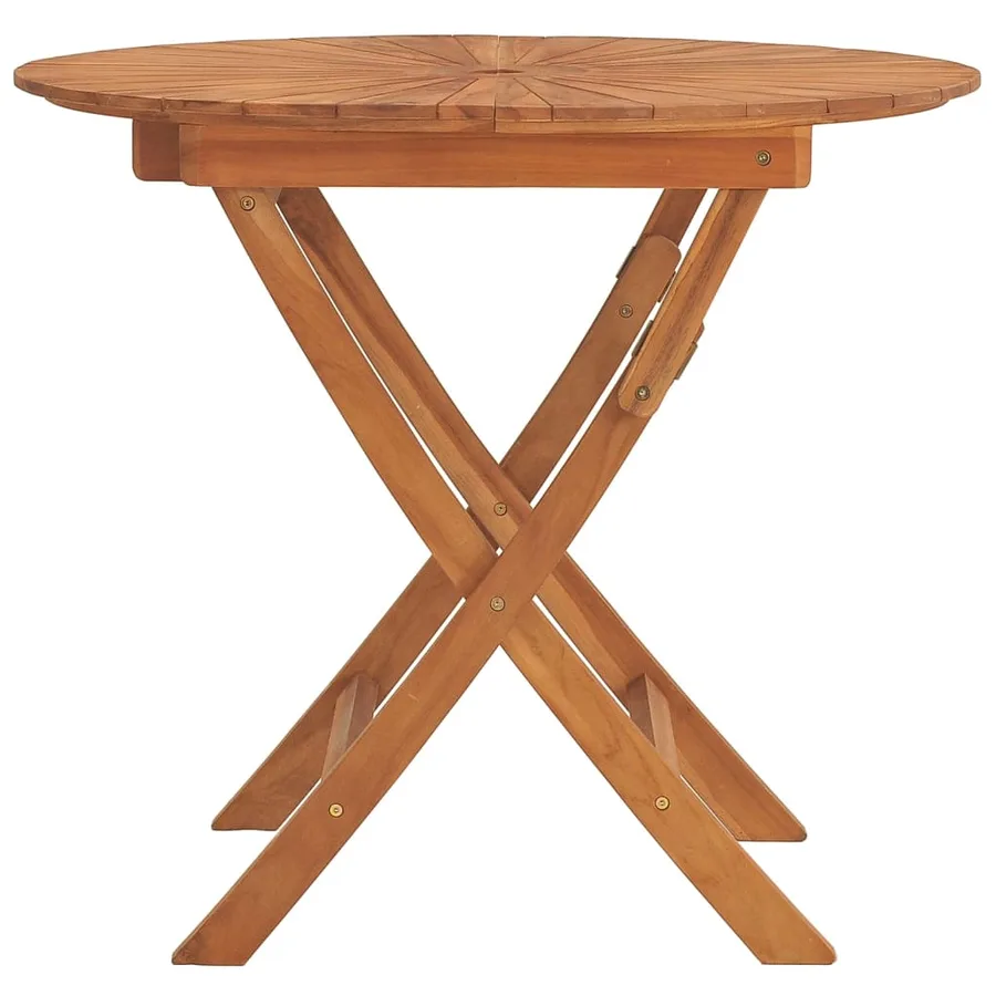 Table pliable de jardin Ø 85x75 cm bois massif de teck - 4
