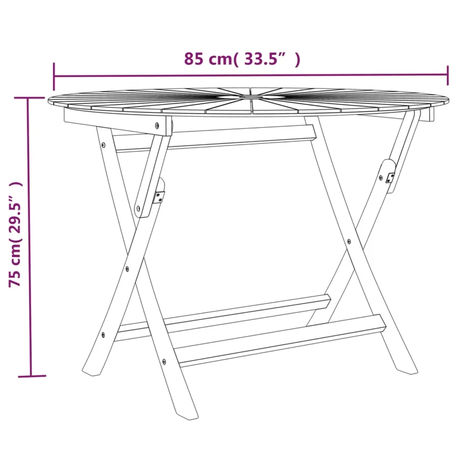 Table pliable de jardin Ø 85x75 cm bois massif de teck - 8