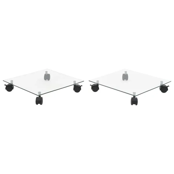 Support carré pour plantes 2 pcs Verre trempé 35 x 35 cm