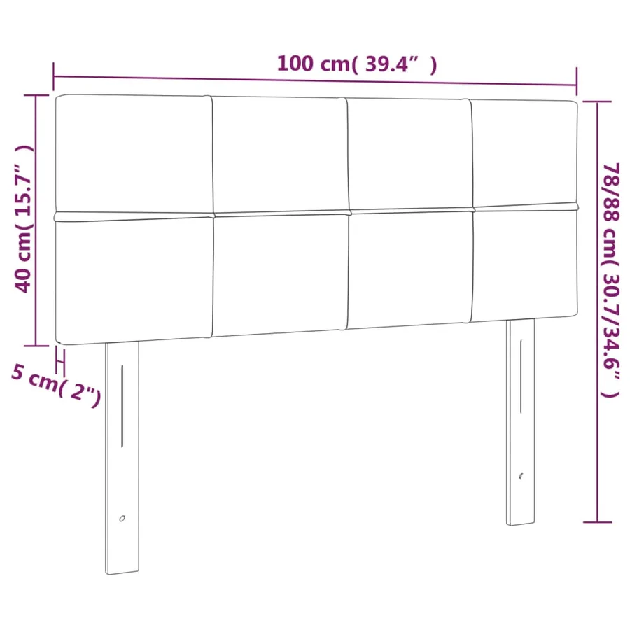 Tête de lit Gris clair 100x5x78/88 cm Velours - 8