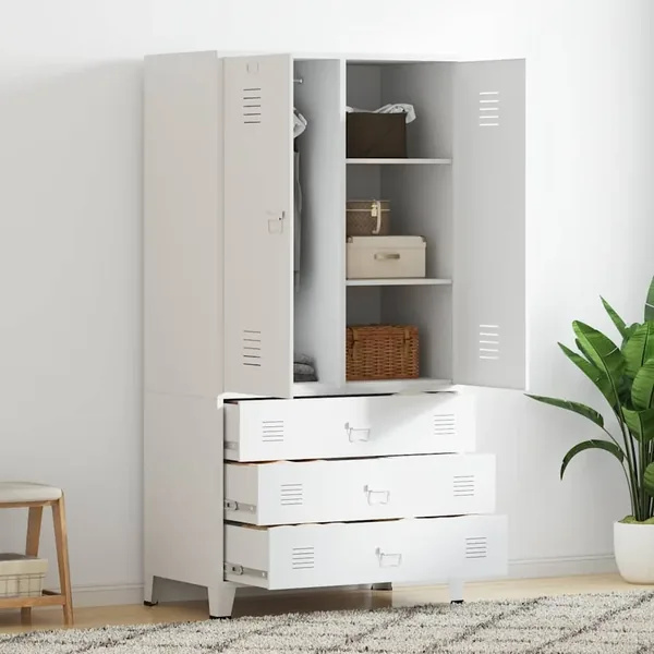 Garde-robe Blanc 90x50x180 cm Métal