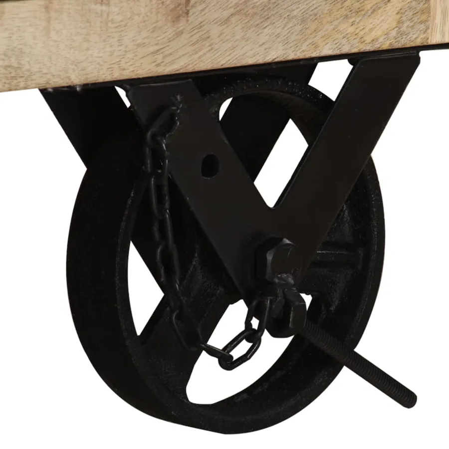 Meuble TV avec roues 110x30x37 cm Bois de manguier brut - 8