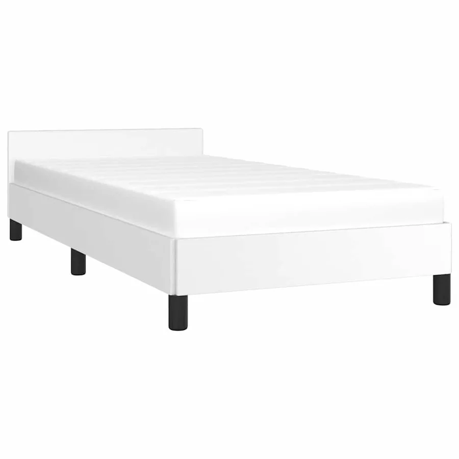 Cadre de lit avec tête de lit sans matelas blanc 100x200 cm - 3