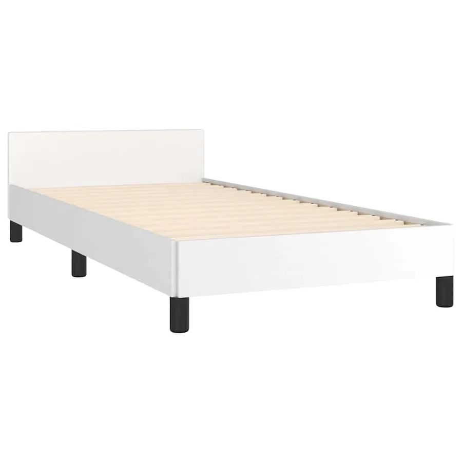 Cadre de lit avec tête de lit sans matelas blanc 100x200 cm - 4