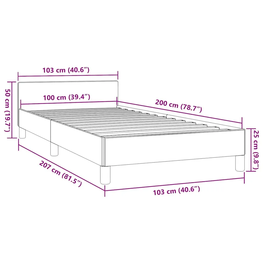 Cadre de lit avec tête de lit sans matelas blanc 100x200 cm - 9
