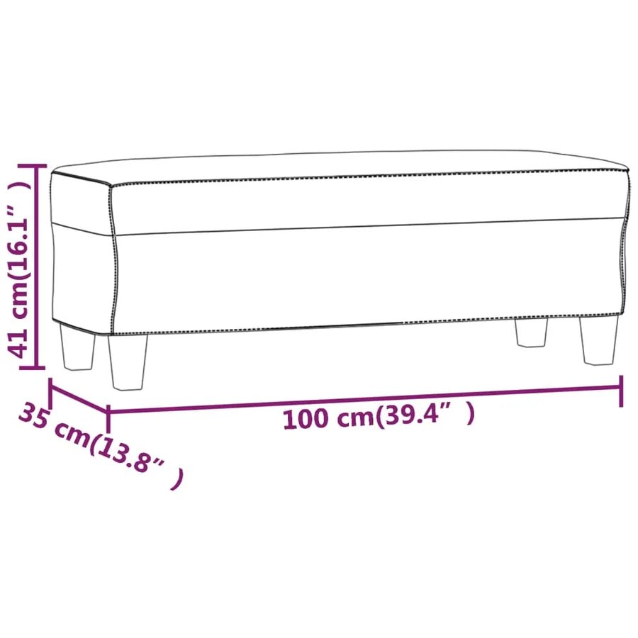Banc Gris clair 100x35x41 cm Tissu microfibre - 7