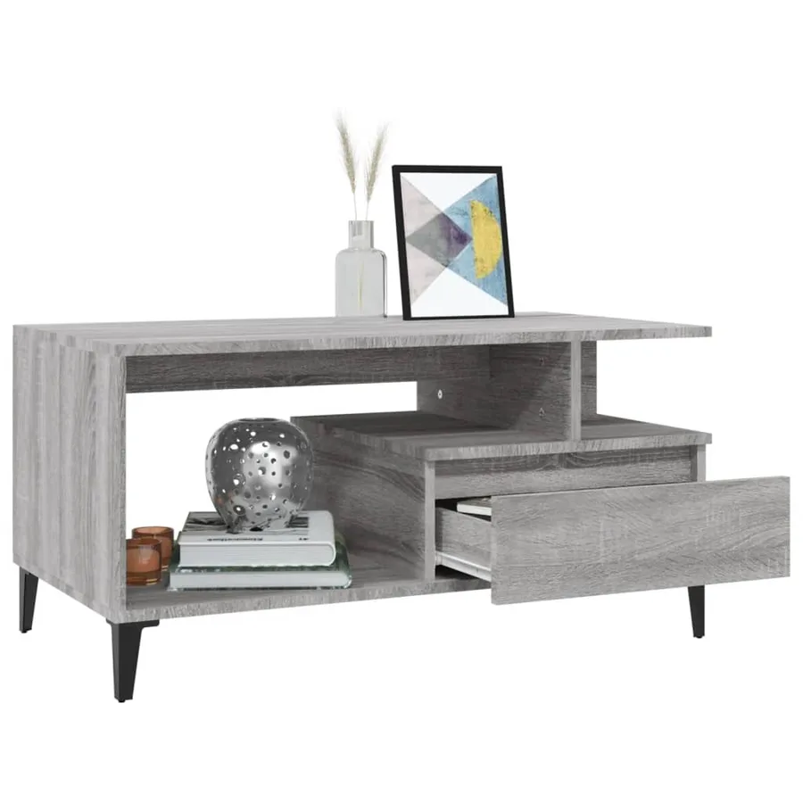 Table basse Sonoma gris 90x49x45 cm Bois d'ingénierie - 4