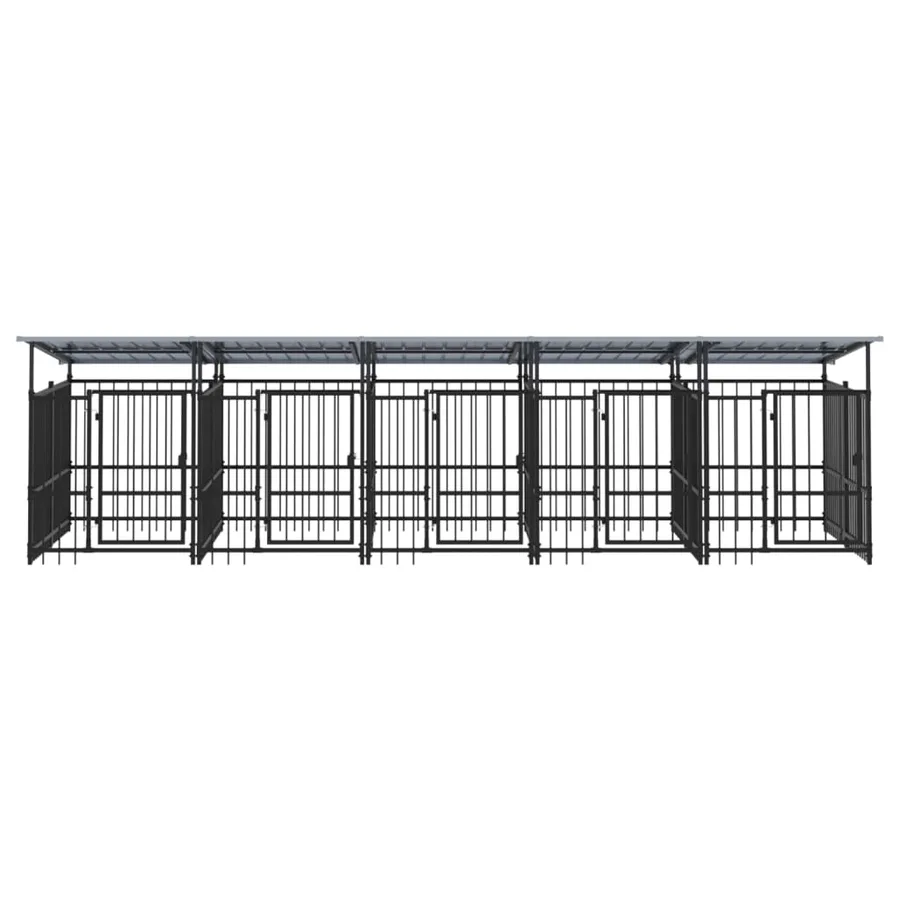Chenil d'extérieur avec toit pour chiens Acier 9,38 m² - 3