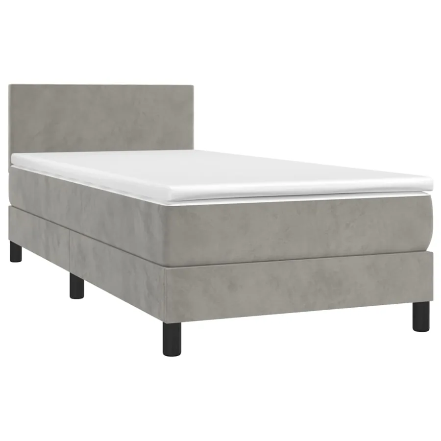 Sommier à lattes de lit avec matelas LED Gris clair 100x200 cm - 3