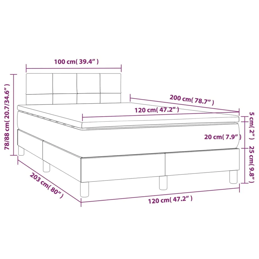 Sommier à lattes de lit avec matelas LED Gris clair 120x200 cm - 8