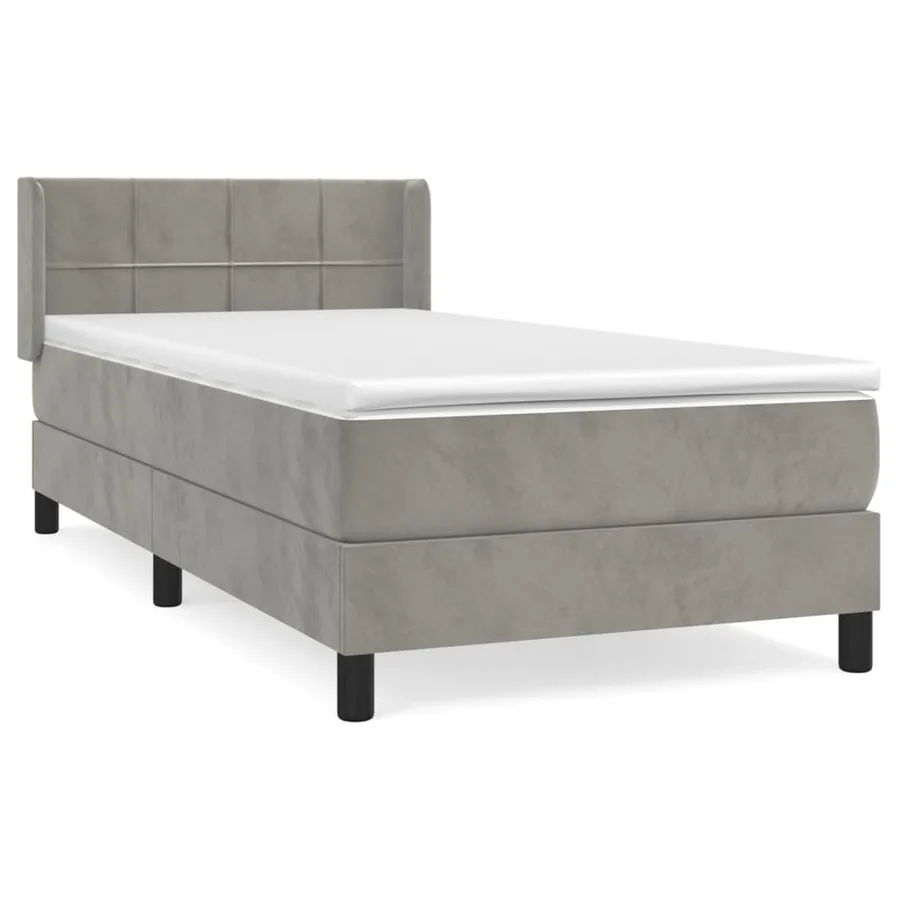 Sommier à lattes de lit et matelas Gris clair 100x200cm Velours - 2