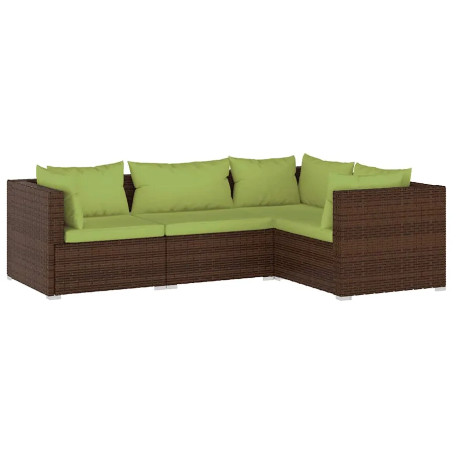 Salon de jardin 4 pcs avec coussins Résine tressée Marron - 2