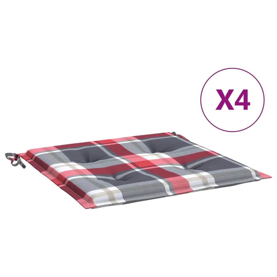 Coussins de chaise de jardin lot de 4 carreaux rouges 50x50x4cm - 2