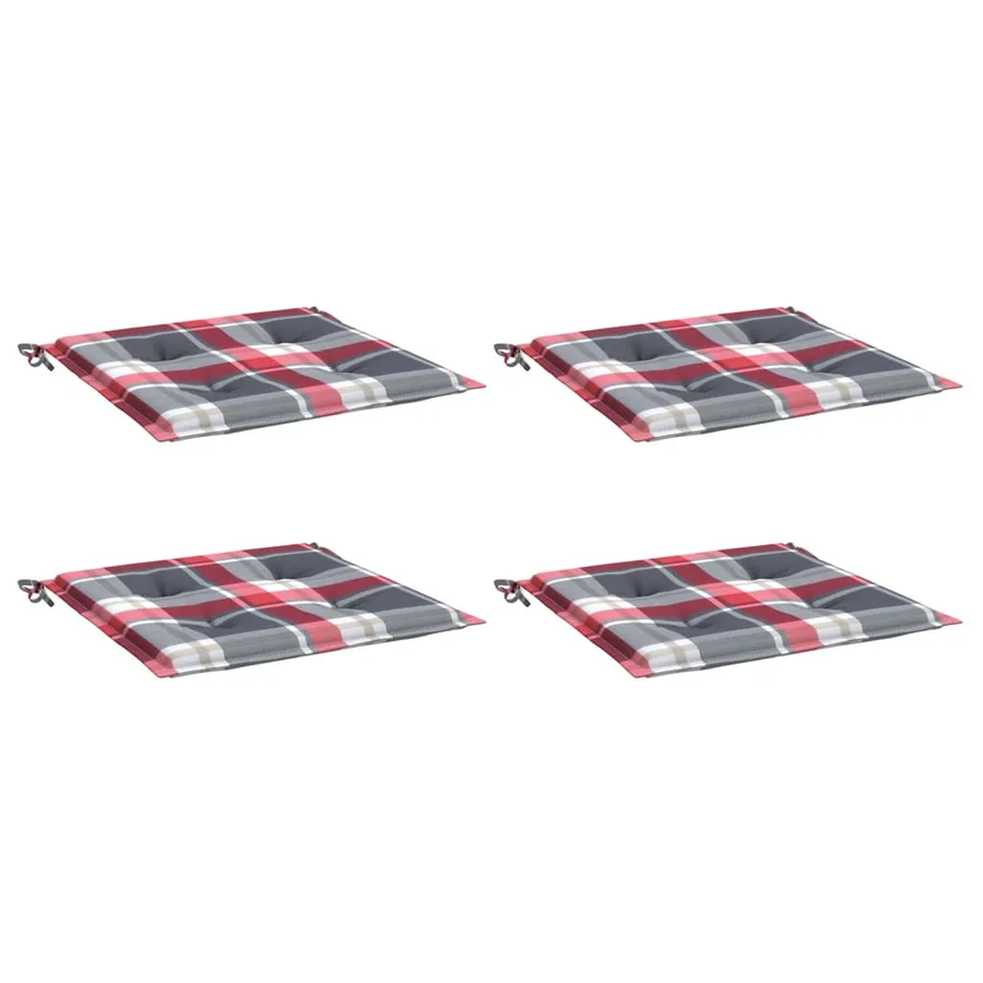 Coussins de chaise de jardin lot de 4 carreaux rouges 50x50x4cm - 3