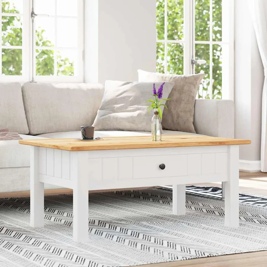 Table basse Blanc 100x60x43,5 cm Pin massif Assortiment Panama - 2