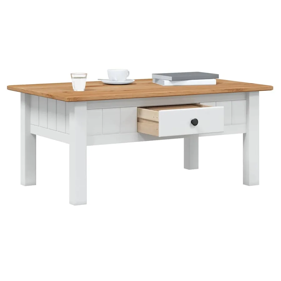 Table basse Blanc 100x60x43,5 cm Pin massif Assortiment Panama - 3