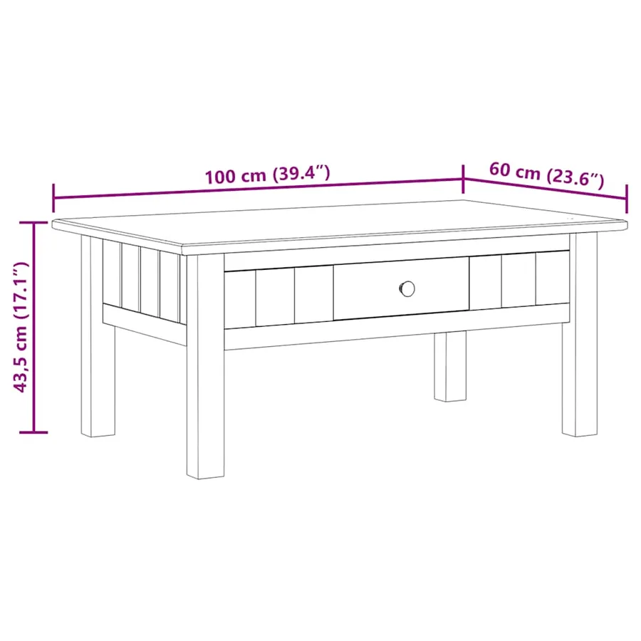 Table basse Blanc 100x60x43,5 cm Pin massif Assortiment Panama - 9