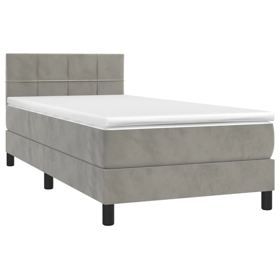 Sommier à lattes de lit avec matelas LED Gris clair 100x200 cm - 4