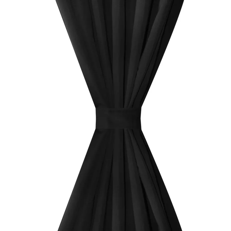 2 pcs Rideau à Passant Micro Satin Noir 140 x 245 cm - 3