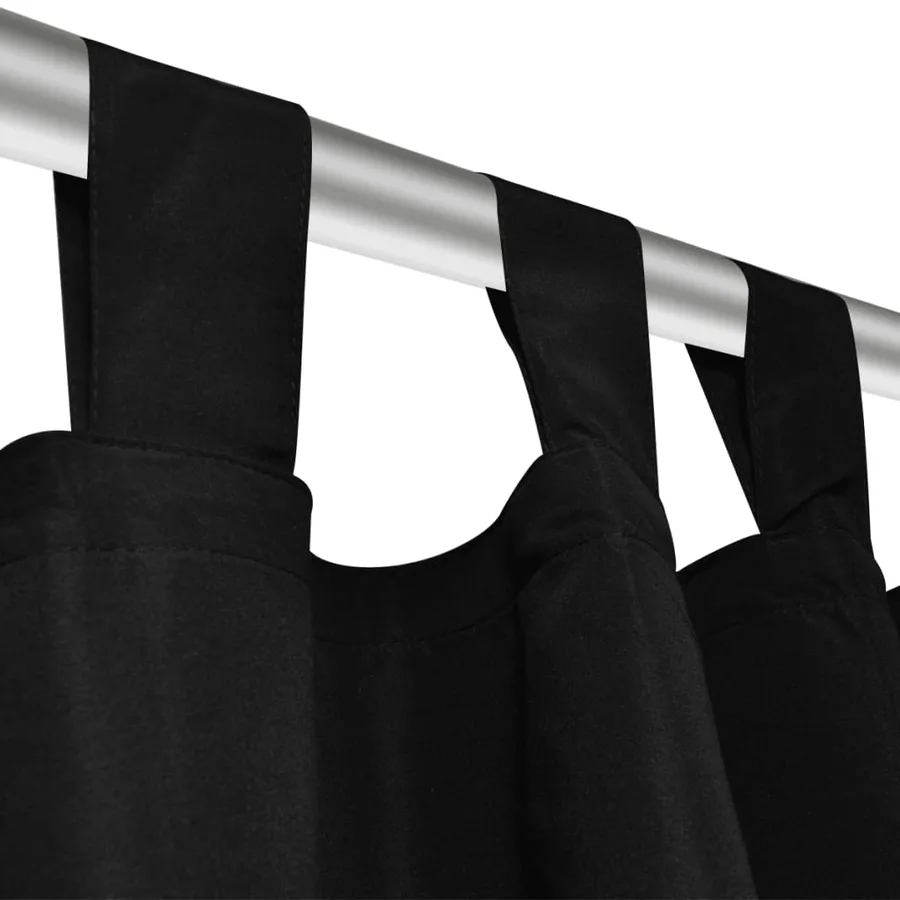 2 pcs Rideau à Passant Micro Satin Noir 140 x 245 cm - 4