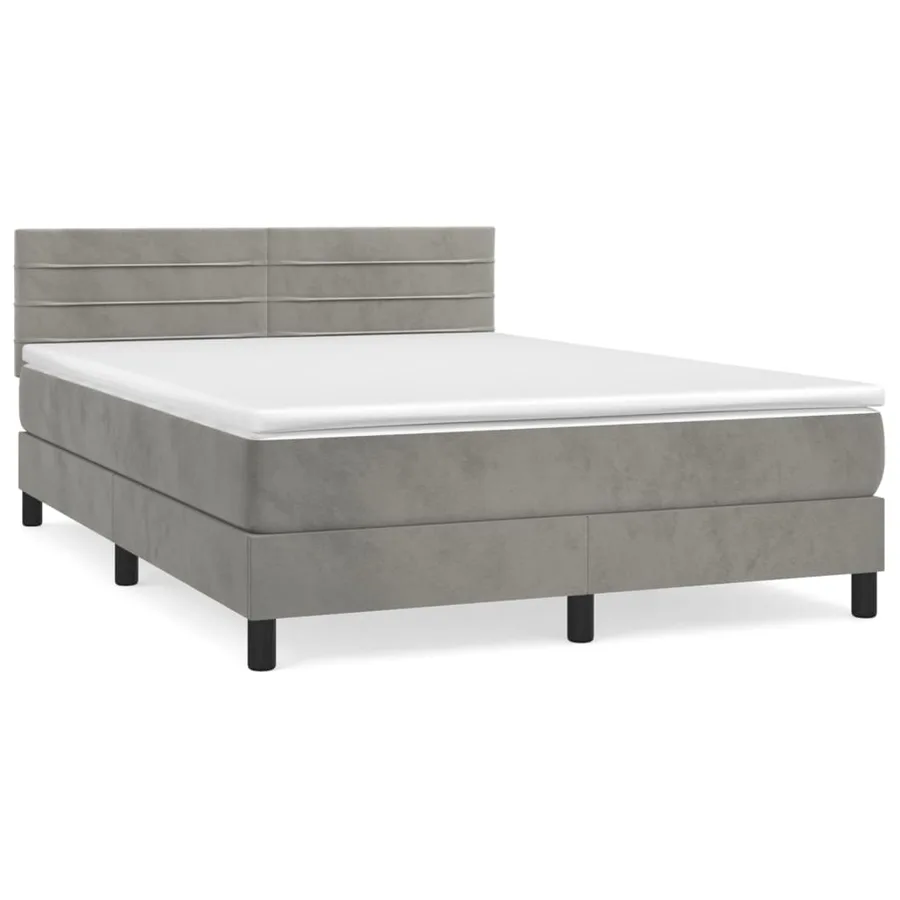 Sommier à lattes de lit et matelas Gris clair 140x200cm Velours - 2