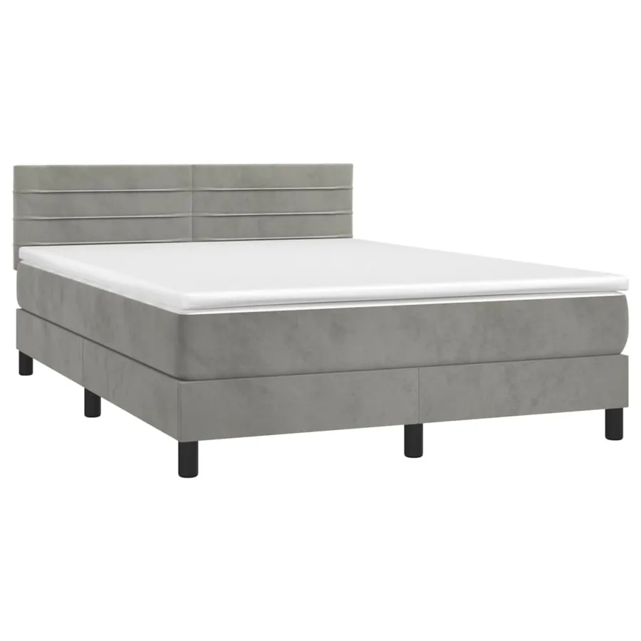 Sommier à lattes de lit et matelas Gris clair 140x200cm Velours - 3