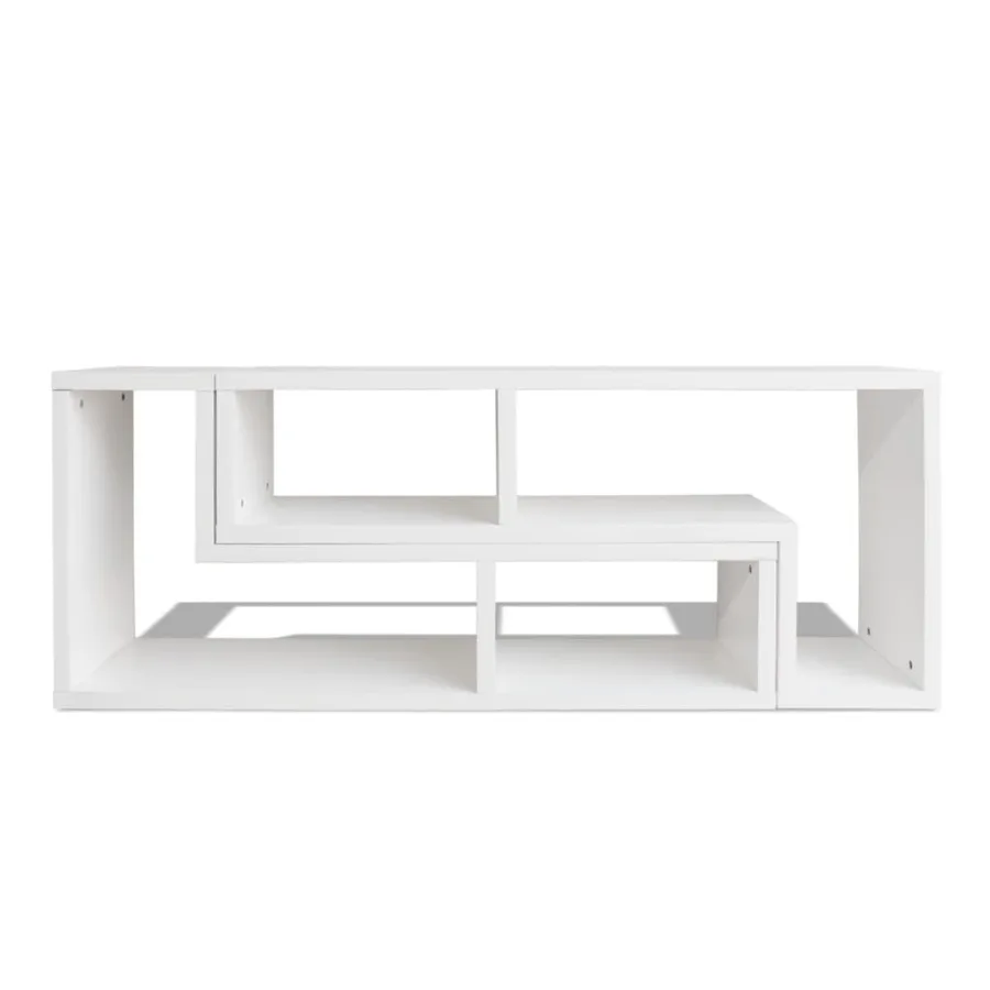 Meuble TV double en forme de L Blanc - 4