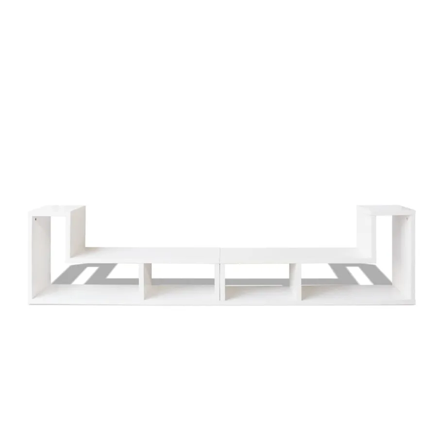 Meuble TV double en forme de L Blanc - 5