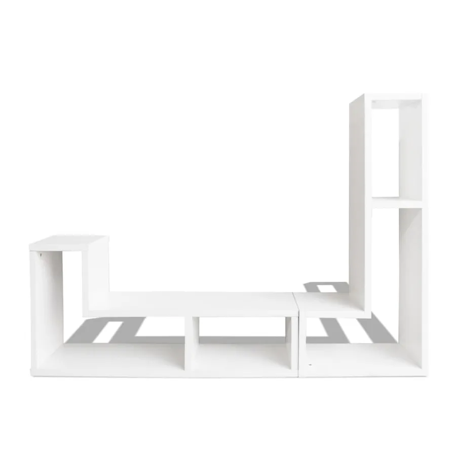 Meuble TV double en forme de L Blanc - 6