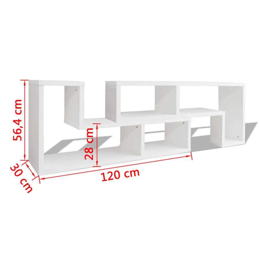 Meuble TV double en forme de L Blanc - 7