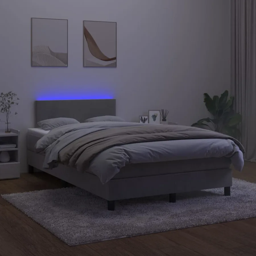 Sommier à lattes de lit avec matelas LED Gris clair 120x200 cm - 4