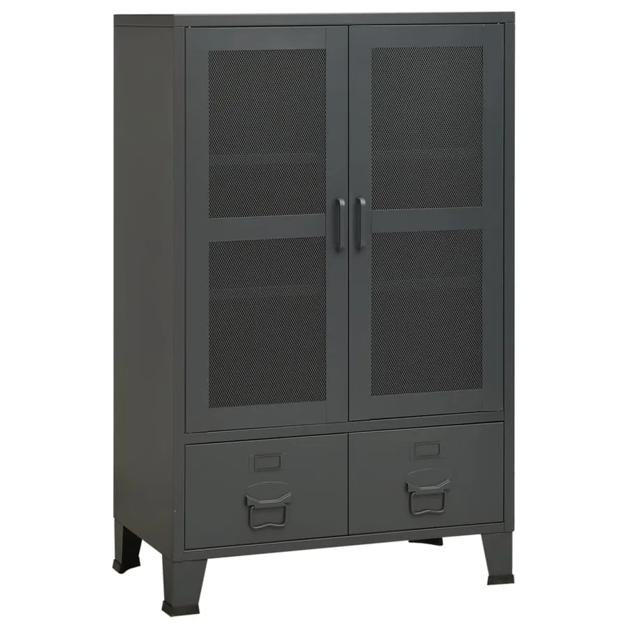 Coffre de rangement industriel Anthracite 70x40x115 cm Métal - 2