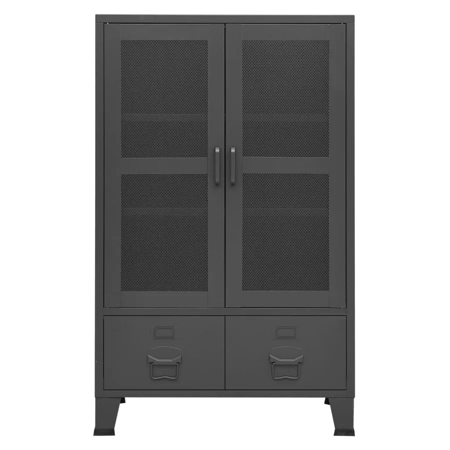 Coffre de rangement industriel Anthracite 70x40x115 cm Métal - 3