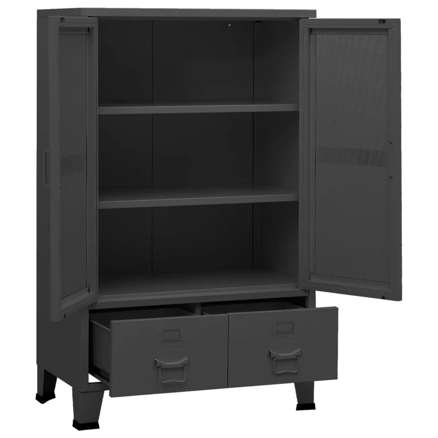 Coffre de rangement industriel Anthracite 70x40x115 cm Métal - 6
