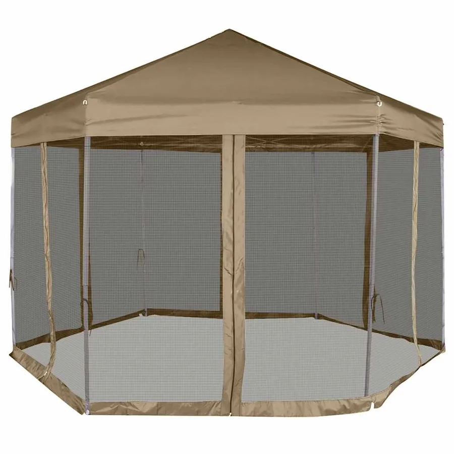 Chapiteau hexagonal et parois latérales 3,6x3,1 m taupe 220g/m² - 2