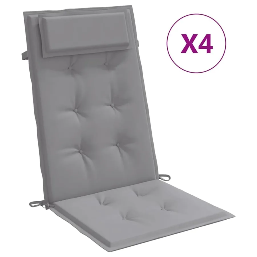 Coussins de chaise à dossier haut lot de 4 gris tissu oxford - 2